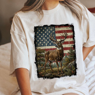 Camiseta Cervo Patriótico Bandeira Americana Presente para