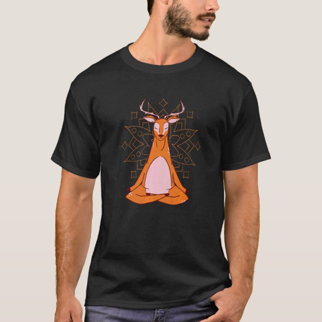 Camiseta Cervos em yoga para meditação e mindfulness (Frente)