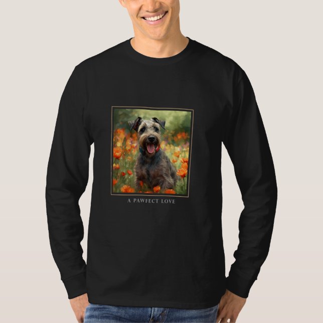 Camiseta Cesky Terrier Dog Garden Flowers Pintando Mãe (Frente)