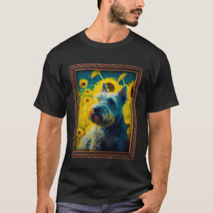 Camiseta Cesky Terrier Pintando Flor De Girassol Mãe Mulher
