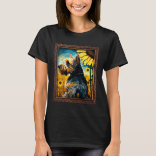 Camiseta Cesky Terrier Pintando Flor De Girassol Mãe Mulher
