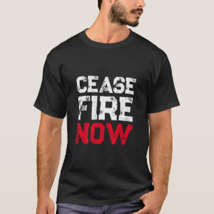 Camiseta Cessar fogo Agora branco vermelho negro angustiado