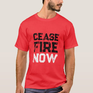 Camiseta Cessar fogo Agora preto branco vermelho angustiado