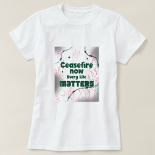 Camiseta Cessar fogo agora toda vida importa genocídio de G