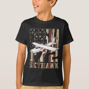 Camiseta Cessna 172 Skyhawk com Bandeira Vintage dos Estado