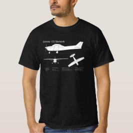 Camiseta Cessna 172 Skyhawk - Planos de Blueprint de avião 