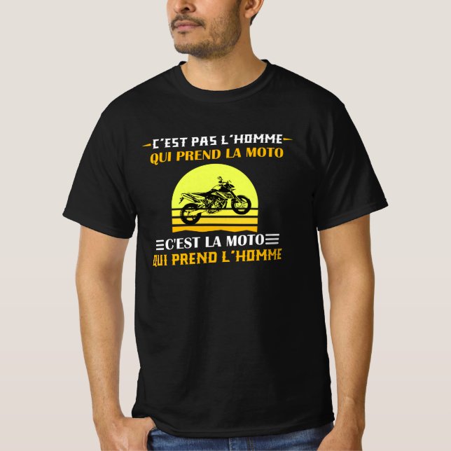 Camiseta C'est pas l'homme moto cadeau motard message (Frente)