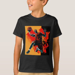 Camiseta Cesta de Dunking do Jogador de Basquete