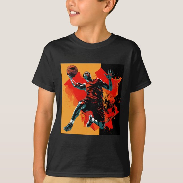 Camiseta Cesta de Dunking do Jogador de Basquete (Frente)