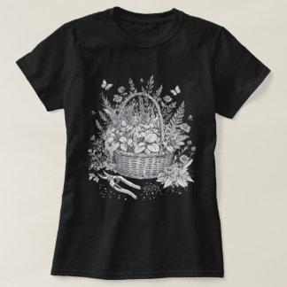 Camiseta Cesta de Ervas Botânicas Vintage Desenho Floral