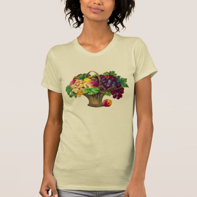 Camiseta Cesta de Fruta de Arte Vintage (Frente)