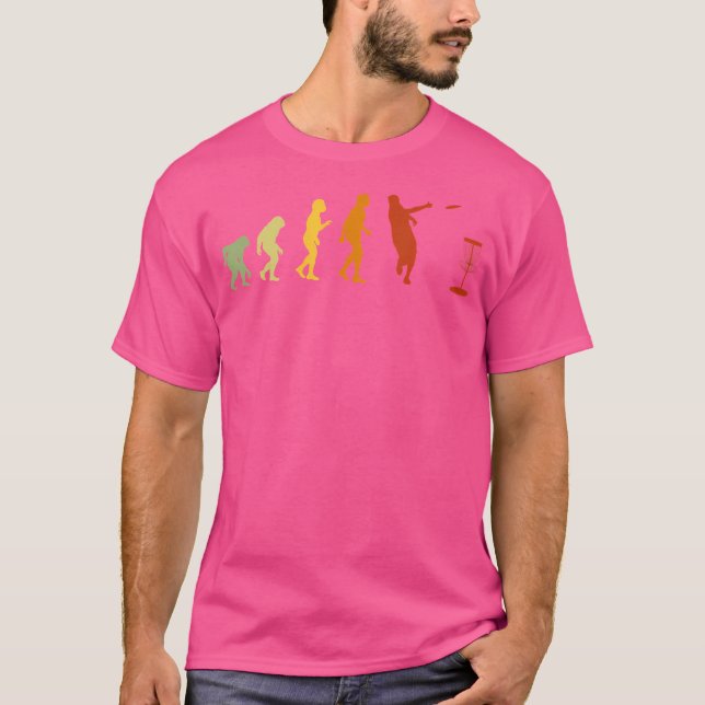 Camiseta Cesta de Golfe de Disco Evolução Engraçado Frolf (Frente)