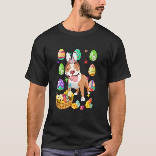Camiseta Cesta de Ovos de Páscoa com Orelha de Coelho de Pi (Frente)