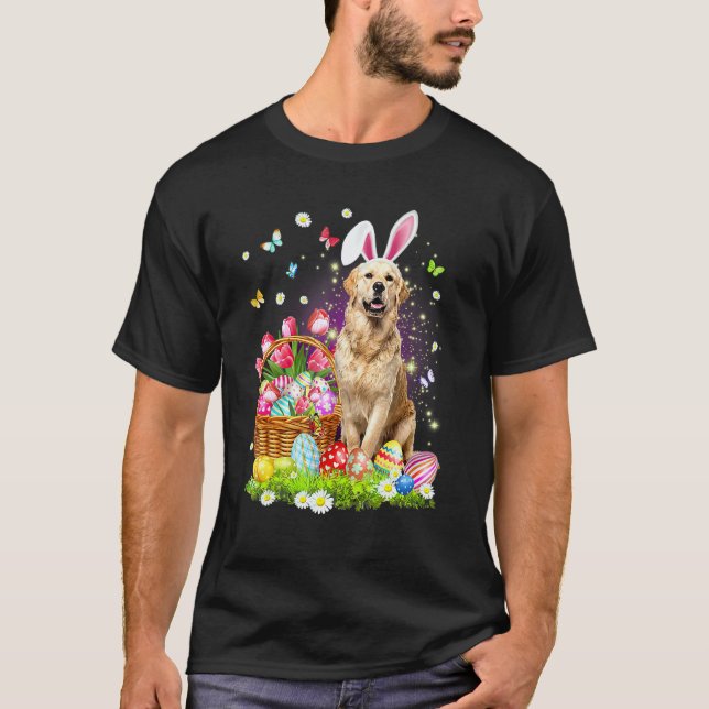 Camiseta Cesta de Ovos de Páscoa do Cachorro Retriever Dour (Frente)