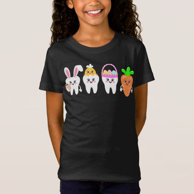 Camiseta Cesta de Páscoa dentária Bonita Pintinho dentário (Frente)