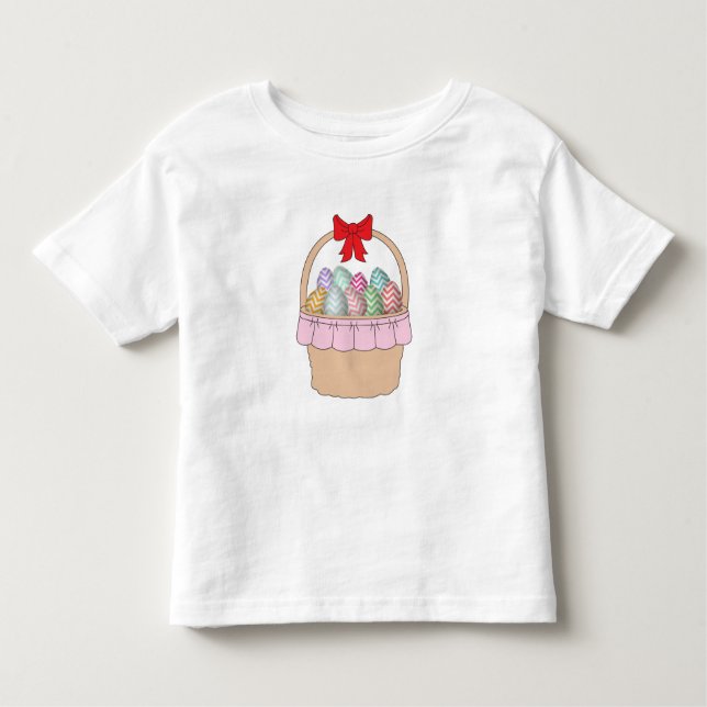 Camiseta Cesta de Páscoa e Ovos de Páscoa de Pastel (Frente)