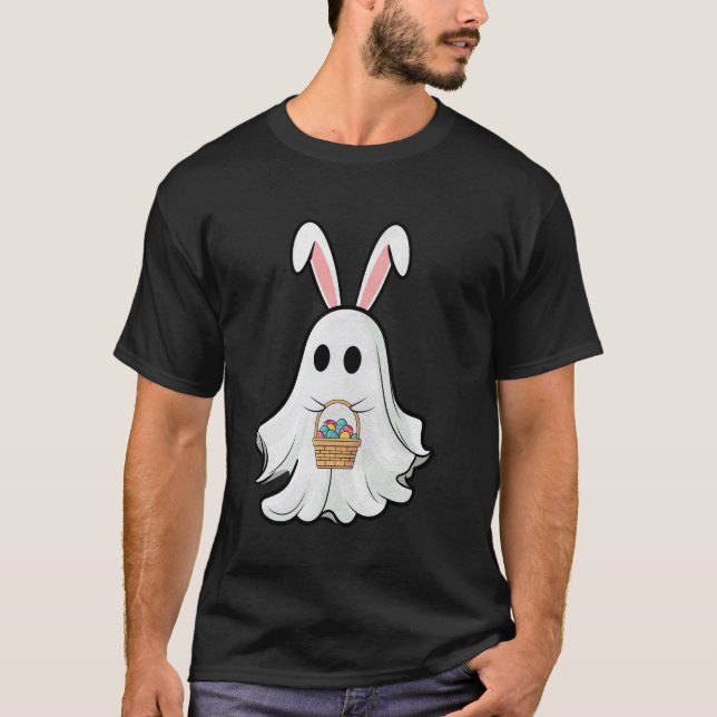 Camiseta Cesta Fantasma de Coelho de Páscoa Ovo de Páscoa (Frente)