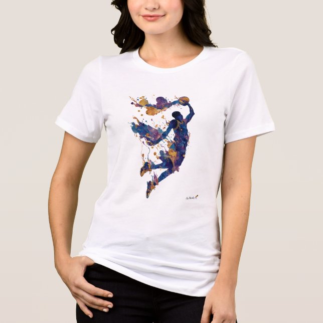 Camiseta Cestinha de Basquete Abstrata | Arte com Tinta Flu (Frente)