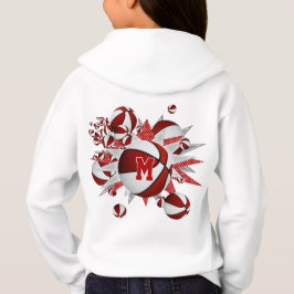 Camiseta cesto branco vermelho de menina estrelas monograma