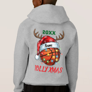 Camiseta Cesto de Basquete com Chapéu de Papai Noel Rena de