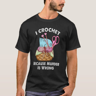 Camiseta cesto de crochê de gato e agulhas de lã