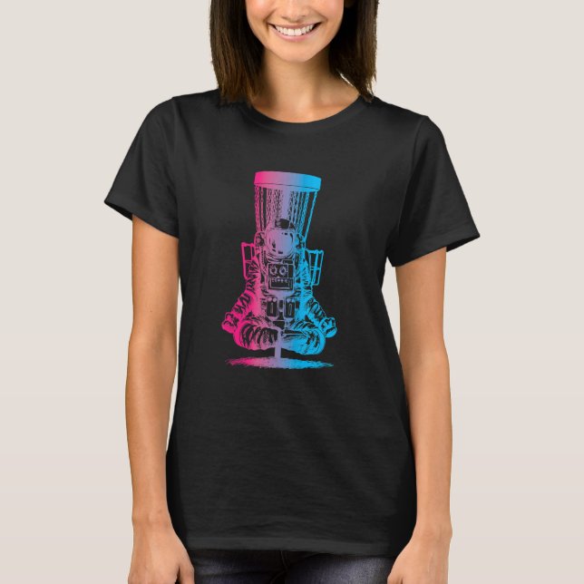 Camiseta Cesto de Disco de Golfe de Ioga de Astronauta (Frente)