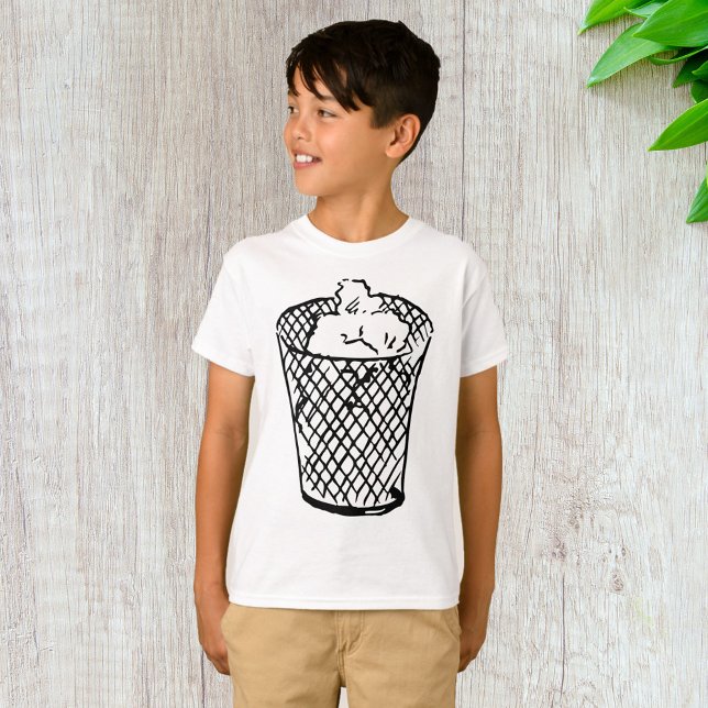 Camiseta Cesto de lixo de malha de arame preto e branco (Criador carregado)