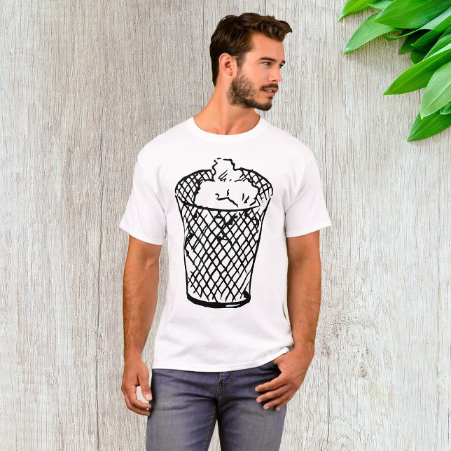 Camiseta Cesto de lixo de tela de arame preto e branco (Criador carregado)