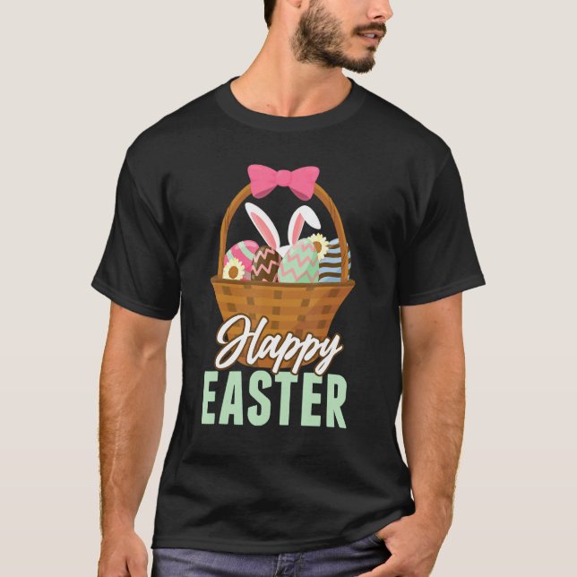 Camiseta Cesto de Ovos Coelho felz pascoa (Frente)