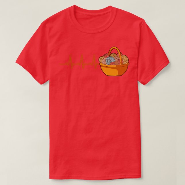 Camiseta Cesto de tricô com lã (Frente do Design)