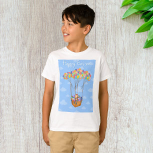 Camiseta Cesto do Balão de páscoa com Ovos Coloridos