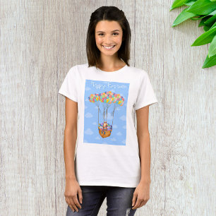 Camiseta Cesto do Balão de páscoa com Ovos Coloridos