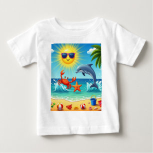 Camiseta Céu Azul do Caranguejo de Praia Colorida