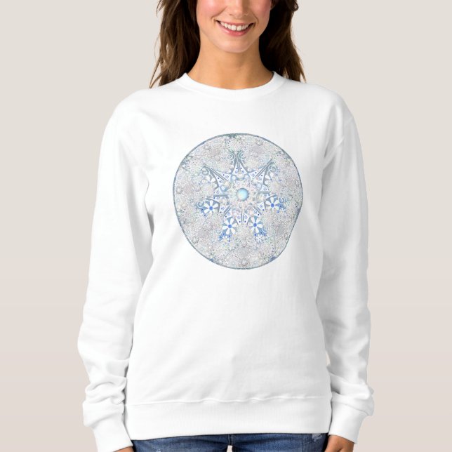 Camiseta Céu azul e floco de neve cerâmico (Frente)