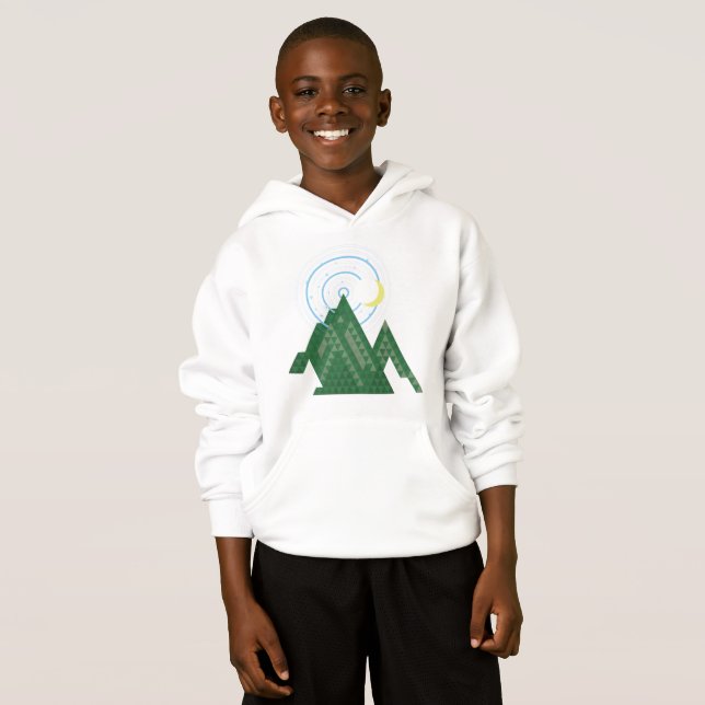 Camiseta céu da lua crescente na montanha (Frente Completa)