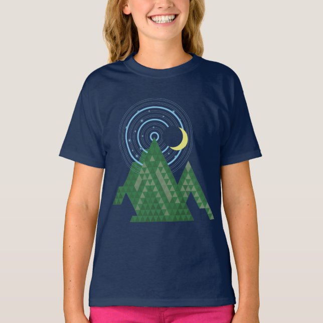 Camiseta céu da lua crescente na montanha (Frente)