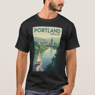 Camiseta Céu de Portland Oregon Arte de Viagem Vintage