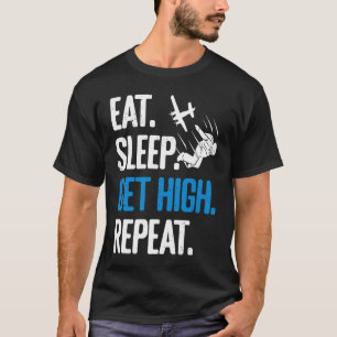 Camiseta Céu Divertido de Paraquedismo Comer Dormir Se Dive