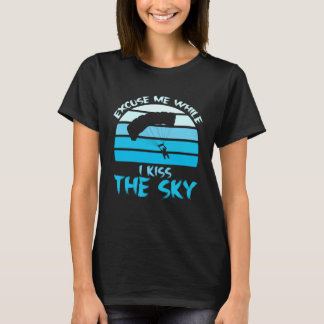 Camiseta Céu Engraçado de Pára-Quedismo Desculpa Enquanto E