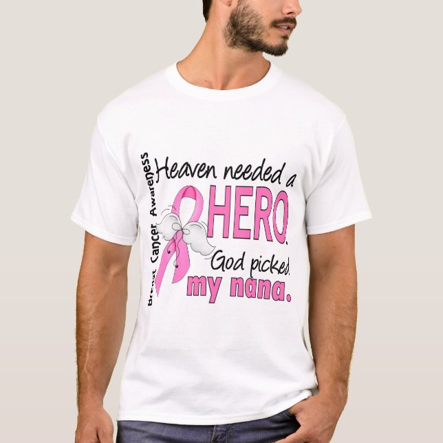 Camiseta Céu necessário um cancro da mama de Nana do herói (Frente)