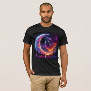 Camiseta Céu noturno colorida, lua do lobo