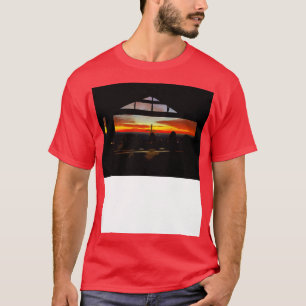 Camiseta Céu Vermelho Colorido no Bonito Lugar