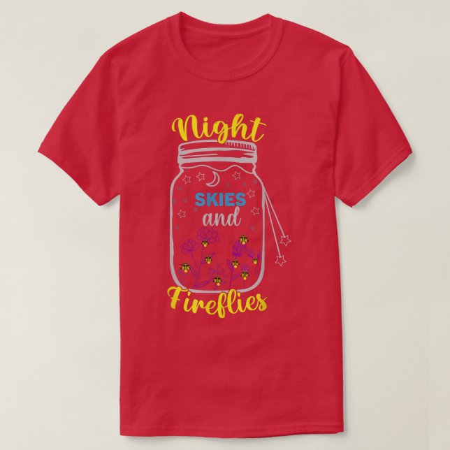 Camiseta Céus noturnos e Firefly com Mason Jar Camping S (Frente do Design)