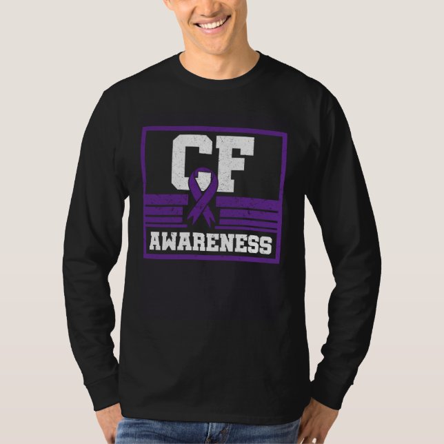 Camiseta CF Awareness Cystic Fibrosis Purple Ribbon Mucovis (Frente)