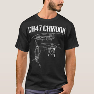Camiseta CH47 Helicóptero Militar Esquemático Chinook CH-47
