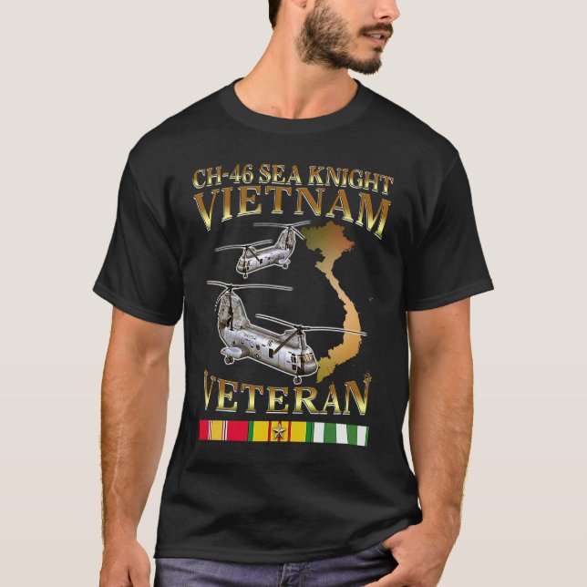 Camiseta Ch 46 helicóptero de cavaleiro marinho Veterano da (Frente)