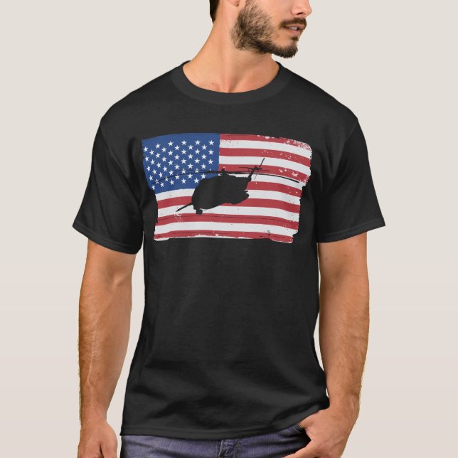 Camiseta CH-53 Super Stallion Helicopter American Flag CH53 (Frente)