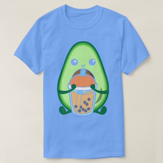 Camiseta Chá Avocado Cute Avocado Bebendo Boba (Frente do Design)