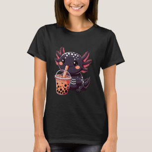 Camiseta Chá Boba Bolha Axolote Melanóide Preto Anime Kawai