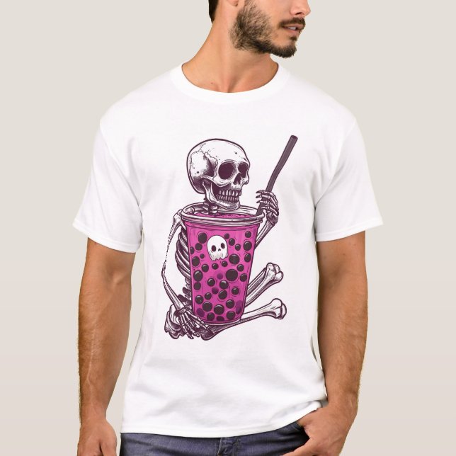 Camiseta Chá Bubble de Esqueleto (Frente)